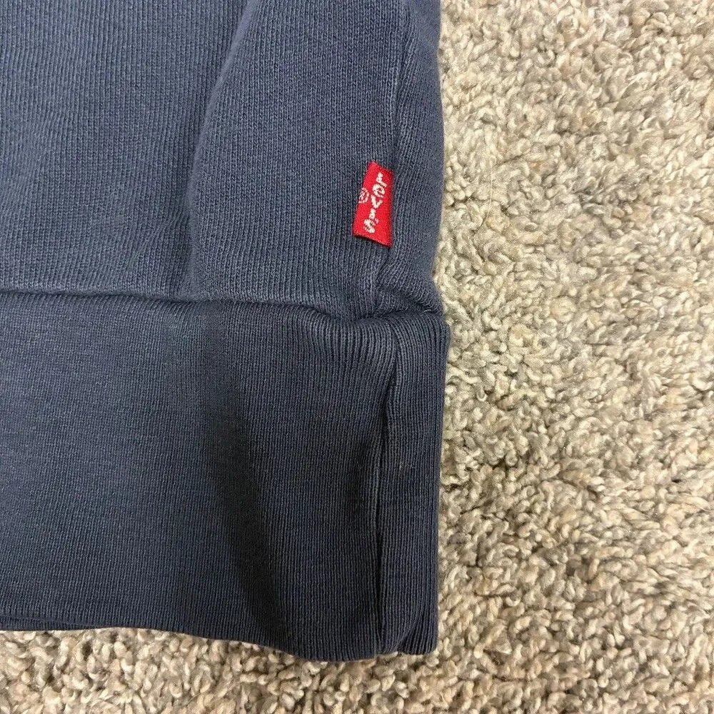 Levis Mens Small Navy Blue Batwing Logo Crew Neck Sweatshirt 100% Cotton Comfort